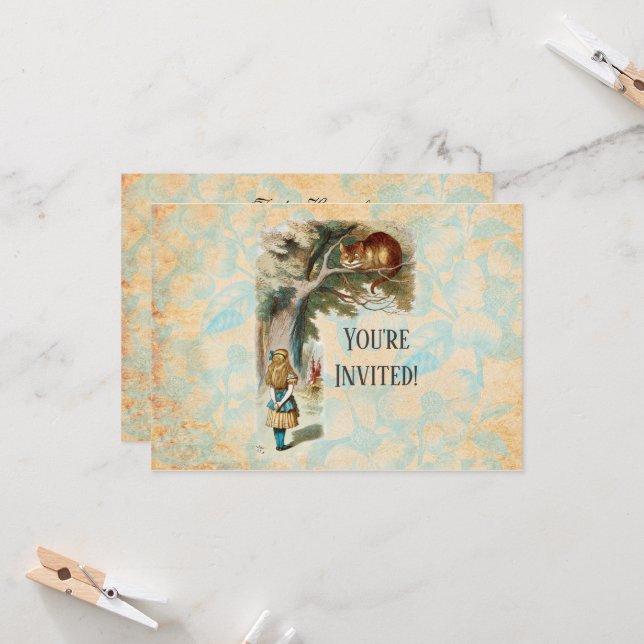 Convites Alice no País das Maravilhas Cheshire Cat Mad (Frente/Verso In Situ)