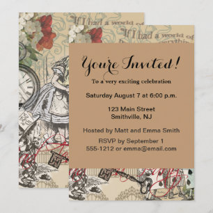 Convites Alice no País das Maravilhas Cortina Arte Clássica