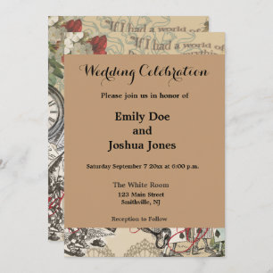 Convites Alice no País das Maravilhas Cortina Bobagem