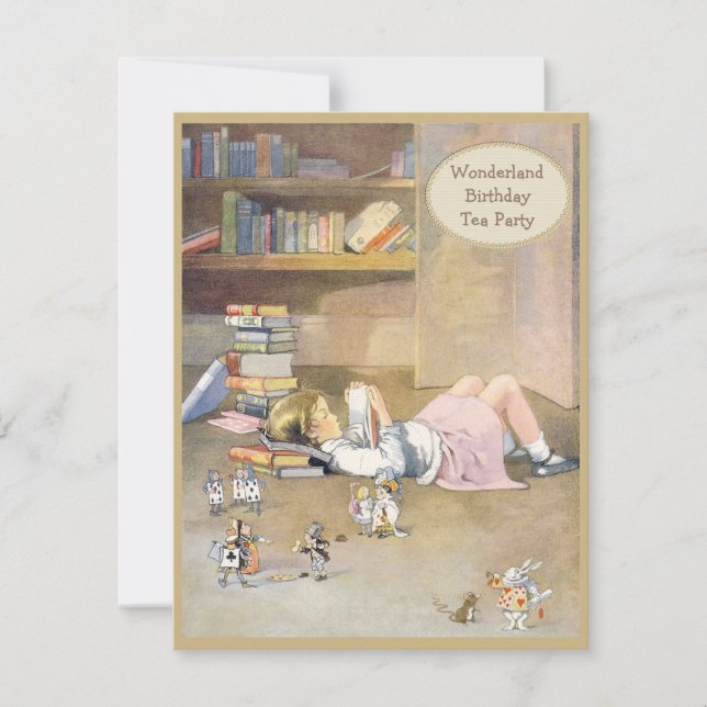 Convites Alice no País das Maravilhas da Festa do Tea (Frente)