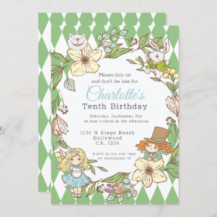 Convites Alice no País das Maravilhas do Partido Personaliz