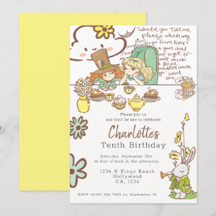 Convites Alice no País das Maravilhas do Partido Personaliz