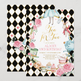 Convites Alice no País das Maravilhas do Tea para a Festa D