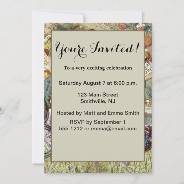 Convites Alice no País das Maravilhas dos Convidados do Tea (Frente)