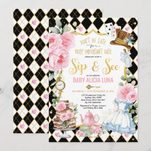 Convites Alice no País das Maravilhas e a Menina do Tea Pa