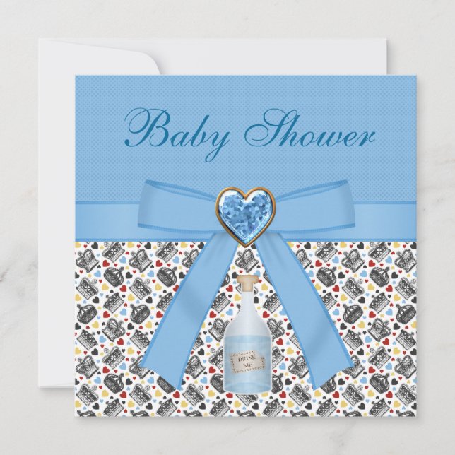 Convites Alice no País das Maravilhas, Festa Azul do Tea Ch (Frente)