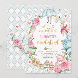 Convites Alice no País das Maravilhas, primeiro aniversari