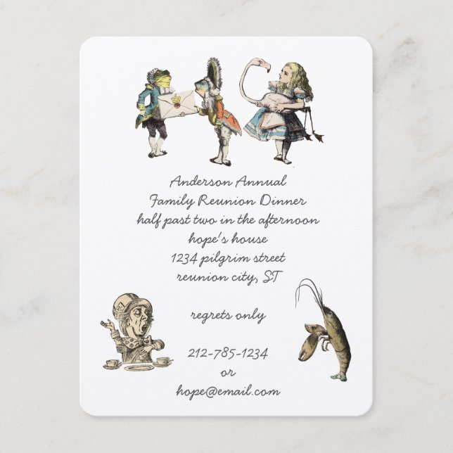 Convites Alice No Partido Janto Wonderland (Frente)