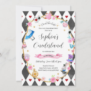 Convites Alice no primeiro aniversario de Onederland Black