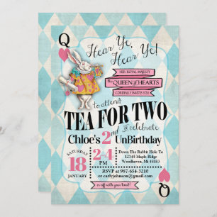 Convites Alice no segundo aniversário das Maravilhas