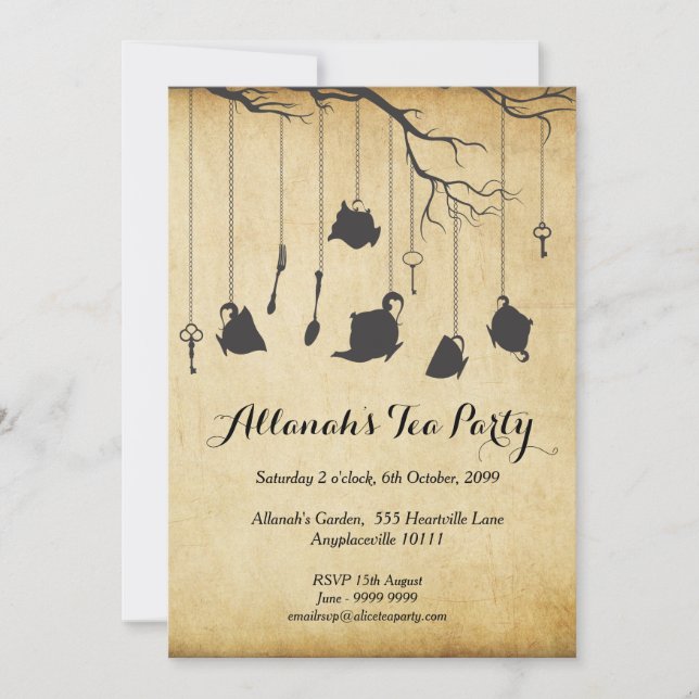 Convites Alice no tea party do aniversário de Unbirthday do (Frente)