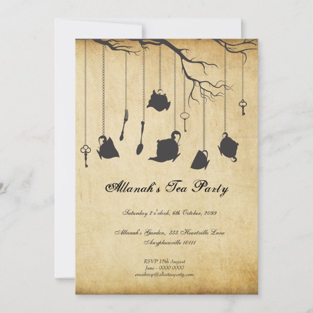 Convites Alice no tea party do aniversário de Unbirthday do (Frente)