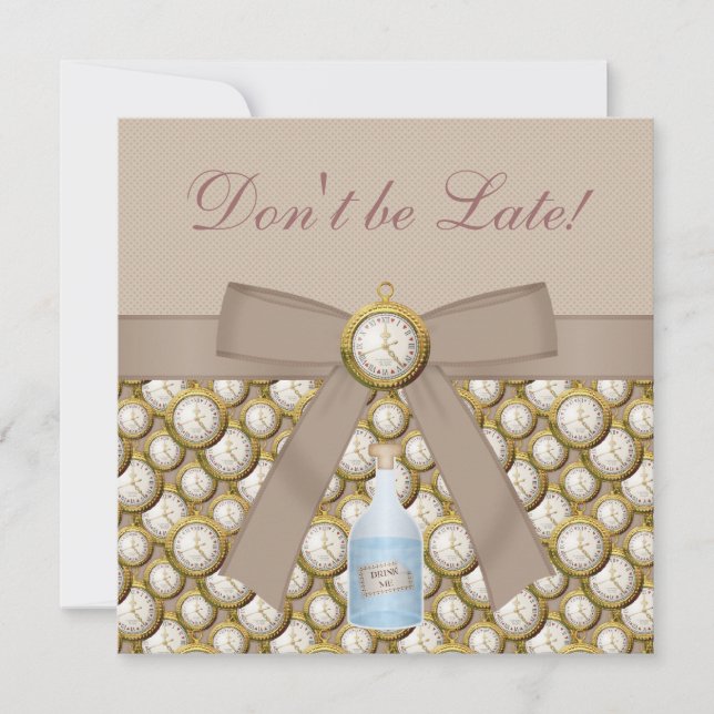 Convites Alice no tea party do chá de fraldas do país das (Frente)