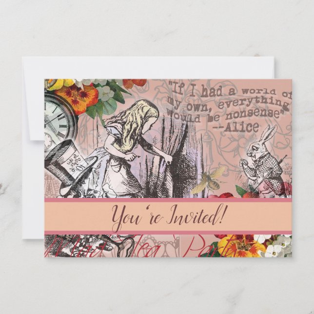 Convites Alice nonsense cortina maravilha (Frente)