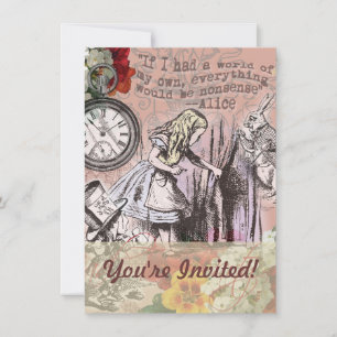 Convites Alice nonsense cortina maravilha