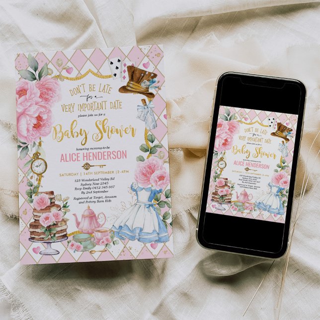 Convites Alice rosa no País das Maravilhas (Criador carregado)