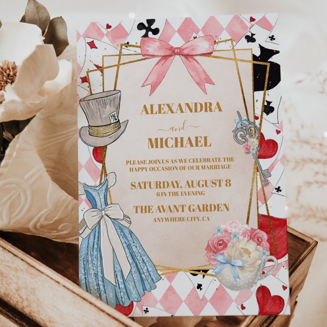 Convites Alice Rosa Vintage no Casamento das Maravilhas (Criador carregado)