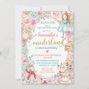 Convites Alice Tea Party First Birthday Whimsical Invitat