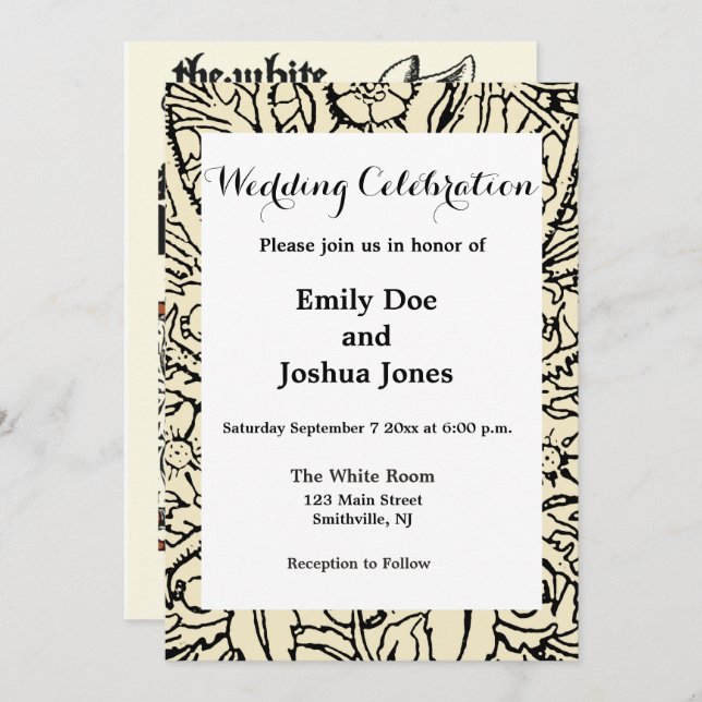 Convites Alice White Rabbit Classic Wonderland (Frente/Verso)