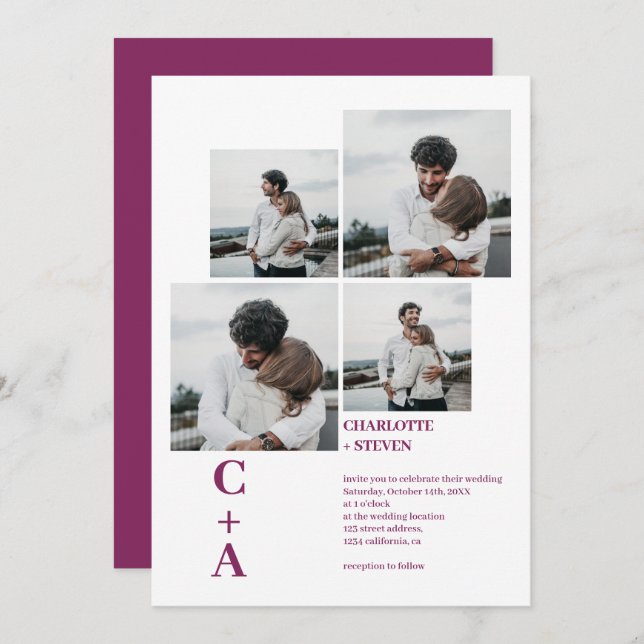 Convites Alienação com fontes ousadas modernas magenta 4 fo (Frente/Verso)