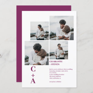 Convites Alienação com fontes ousadas modernas magenta 4 fo