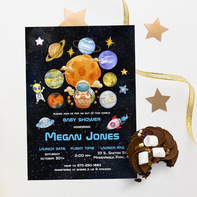 Convites Alienígena do Astronauta Moderno e Bonita | CHÁ DE (Criador carregado)