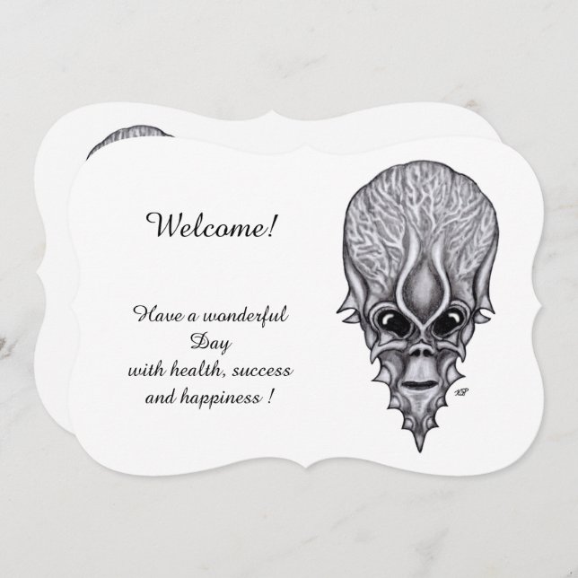 Convites Alienígena Face, Adicione O Texto (Frente/Verso)