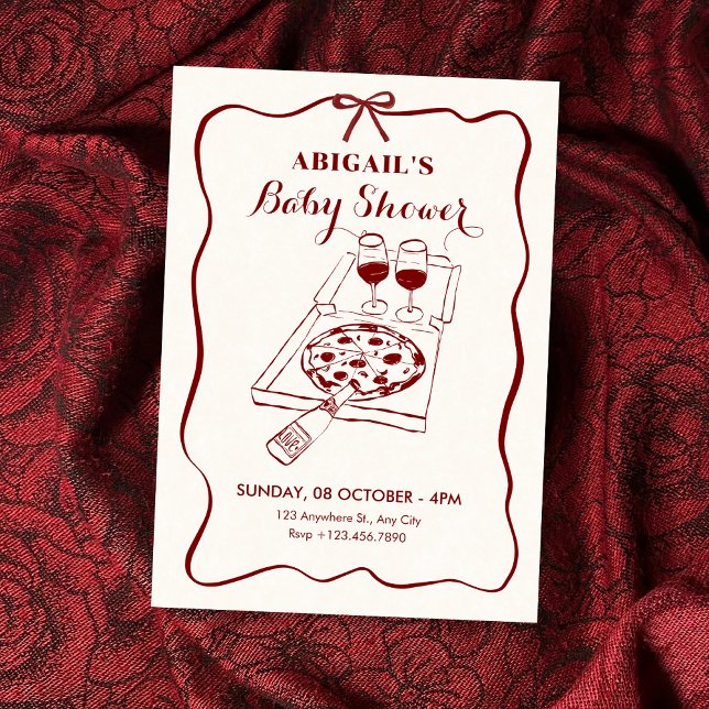 Convites Alimentos e bebidas pizza vinho (Criador carregado)
