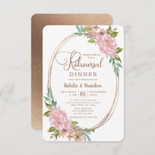 Convites Alinhando o Janto de ensaio de Rosa Vintage cor-de