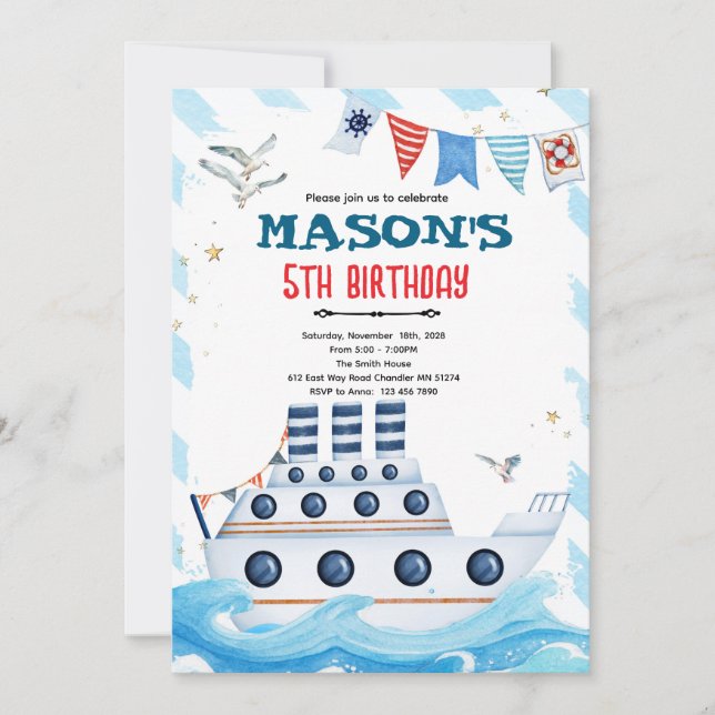 Convites All Aboard Cruise Ship Birthday invitation (Frente)