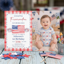 Convites All American 1st Birthday Photo Invitation
