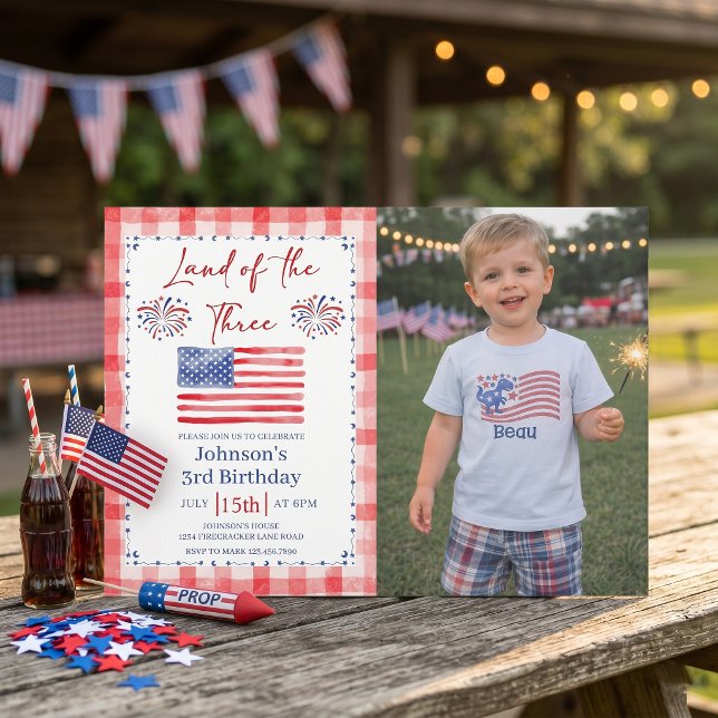 Convites All American 3rd Birthday Photo Invitation (Criador carregado)