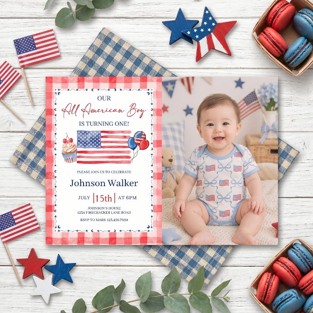Convites All American Birthday Photo Invitation (Criador carregado)