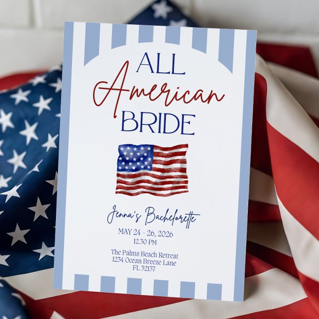 Convites All American Bride Bachelorette Invitation (Criador carregado)