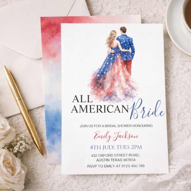Convites All American Bride Bridal Shower Invitation (Criador carregado)