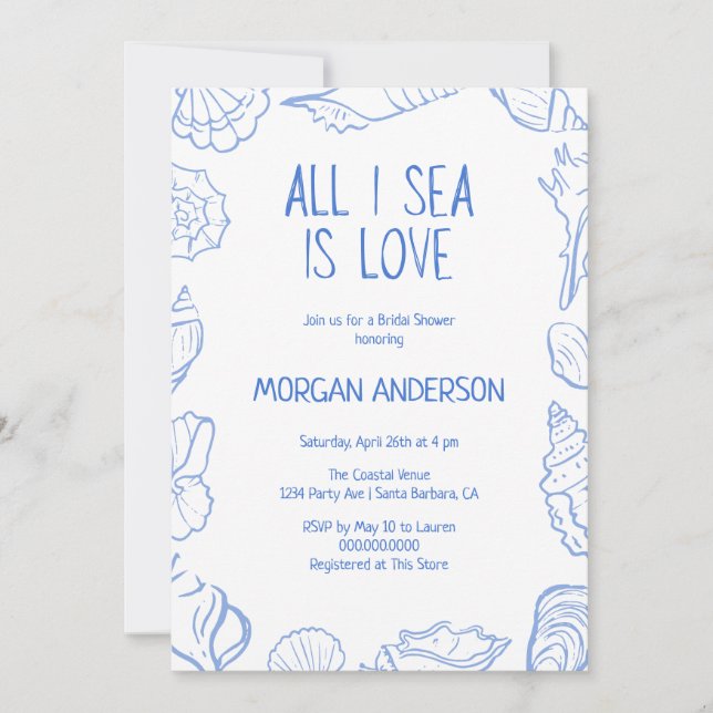 Convites All I Sea is Love Bridal Shower (Frente)