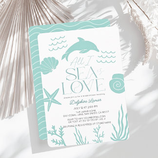 Convites All I Sea is Love Dolphin Coastal Bridal Shower