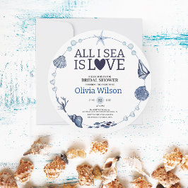 Convites All I Sea Is Love Nautical Bridal Shower Seashell 