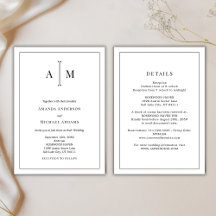 All-In-One Black White Monogram Minimal Wedding