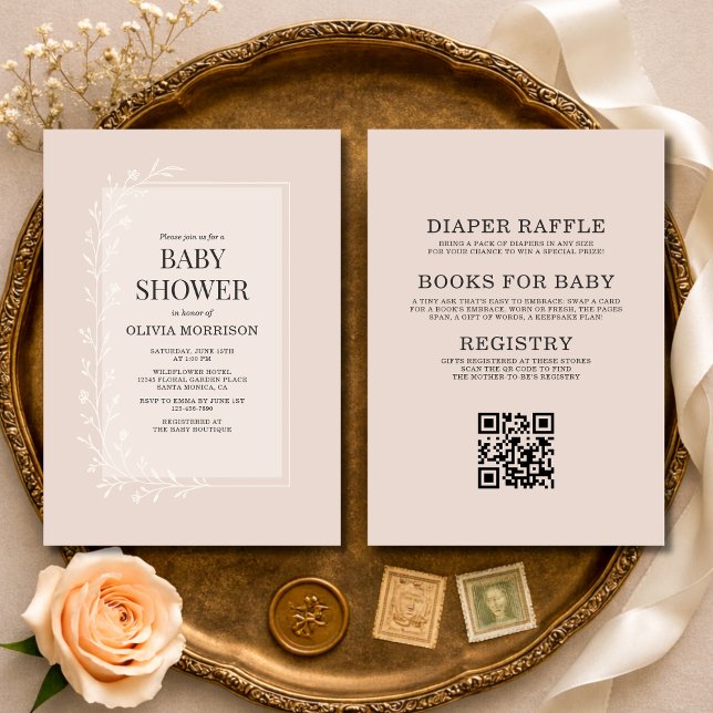 Convites All in One Blush Pink Botanical Floral Baby Shower (Criador carregado)