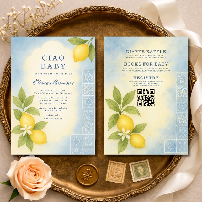 Convites All in One Ciao Baby Italian QR Code Baby Shower (Criador carregado)