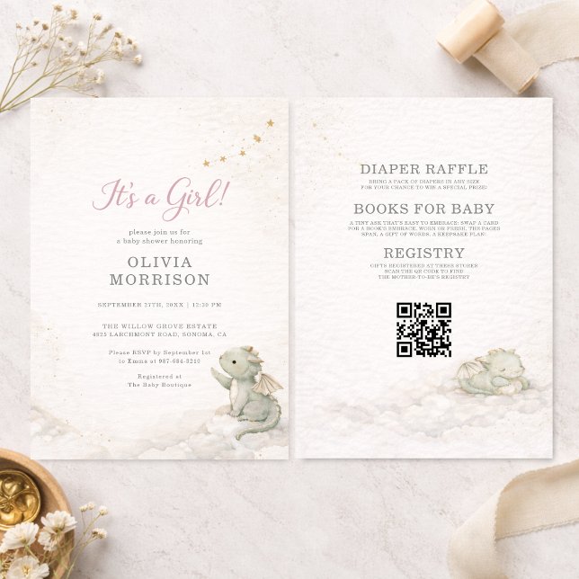 Convites All in One Dragon It's a Girl Baby Shower (Criador carregado)