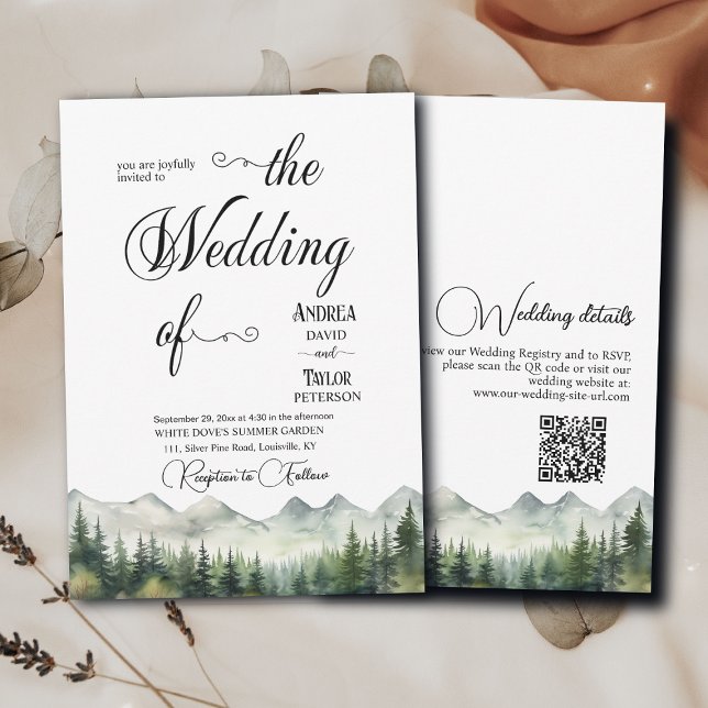Convites All in One Elegant Calligraphy QR Code Wedding (Criador carregado)