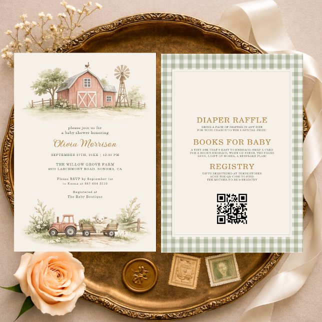 Convites All in One Farm Animal Barnyard Baby Shower (Criador carregado)