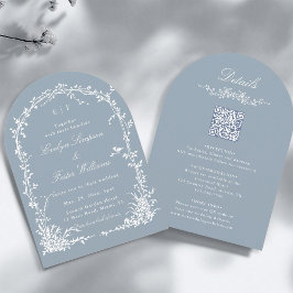 Convites All in One Floral Arch Garden Wedding Dusty Blue