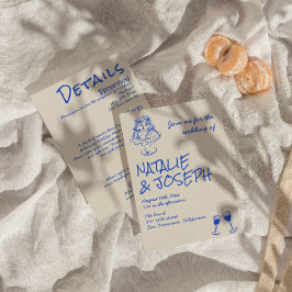 Convites All In One Hand Drawn Blue Cake Bows Wedding 