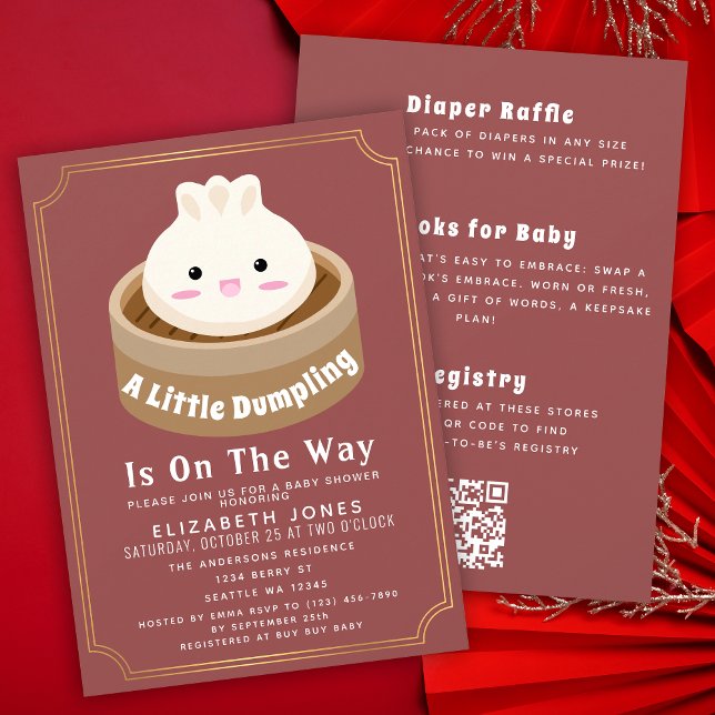 Convites All in One Little Dumpling Baby Shower QR Code (Criador carregado)