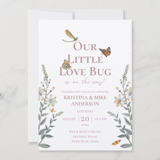 Convites All in One Little Love Bug Baby Shower Invitation (Frente)
