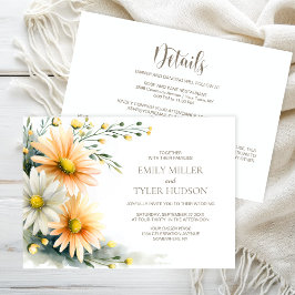 Convites All in One Orange and White Daisies Wedding