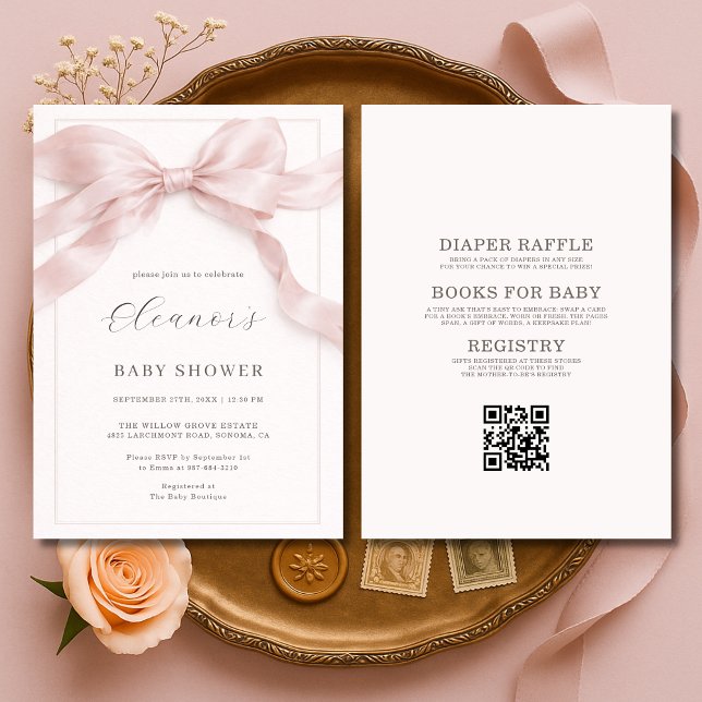 Convites All in One Pink Bow Girl Baby Shower (Criador carregado)